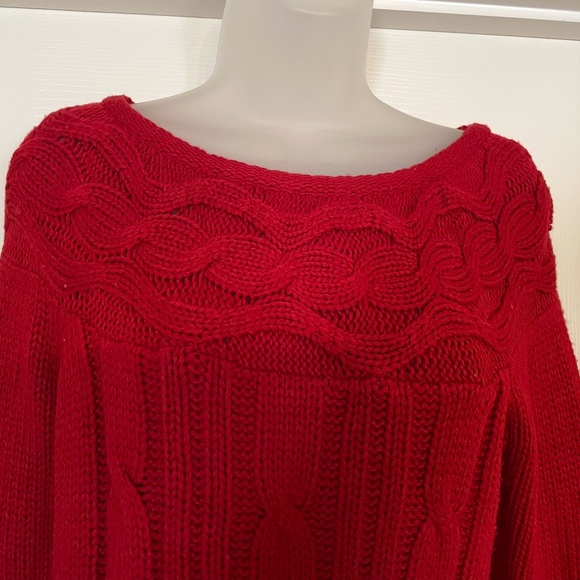 VINTAGE RED CABLE KNIT SWEATER,Size 8 - Picture 2 of 7